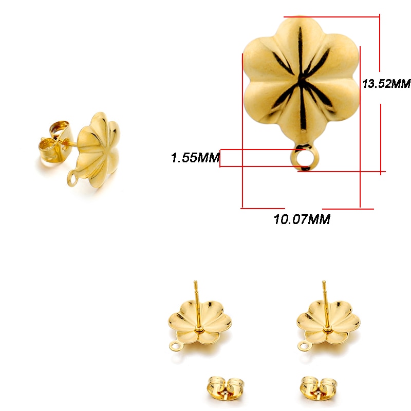 Stainless Steel Geometric Earring Stud Base, 10pcs