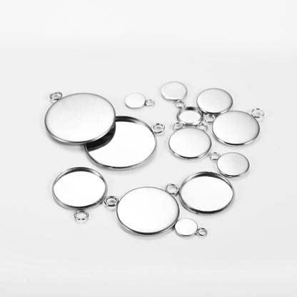 20pcs 6-25mm Stainless Steel Cabochon Base Tray