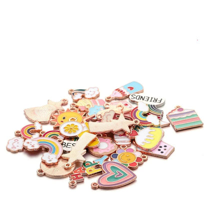 Cute Sun Keychain Cartoon Printing Connectors, 4Pcs