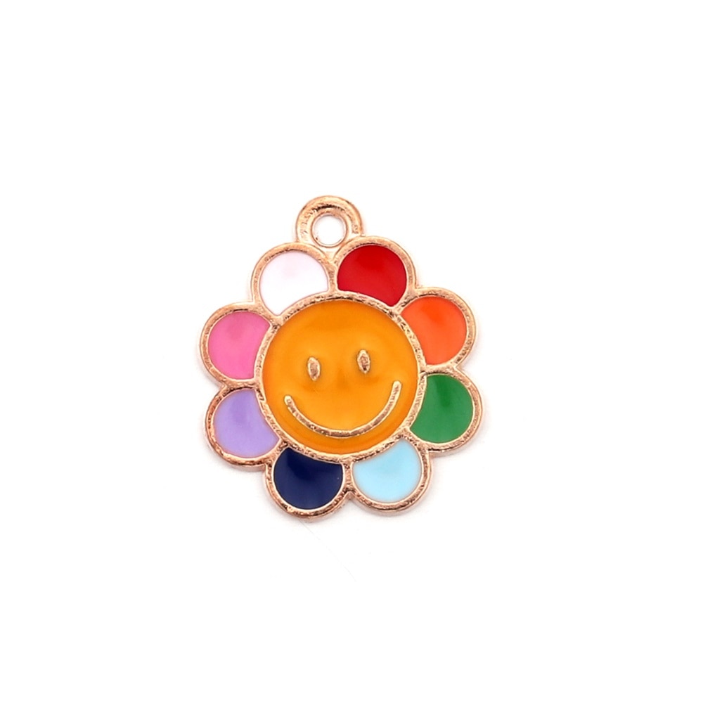 Cute Sun Keychain Cartoon Printing Connectors, 4Pcs