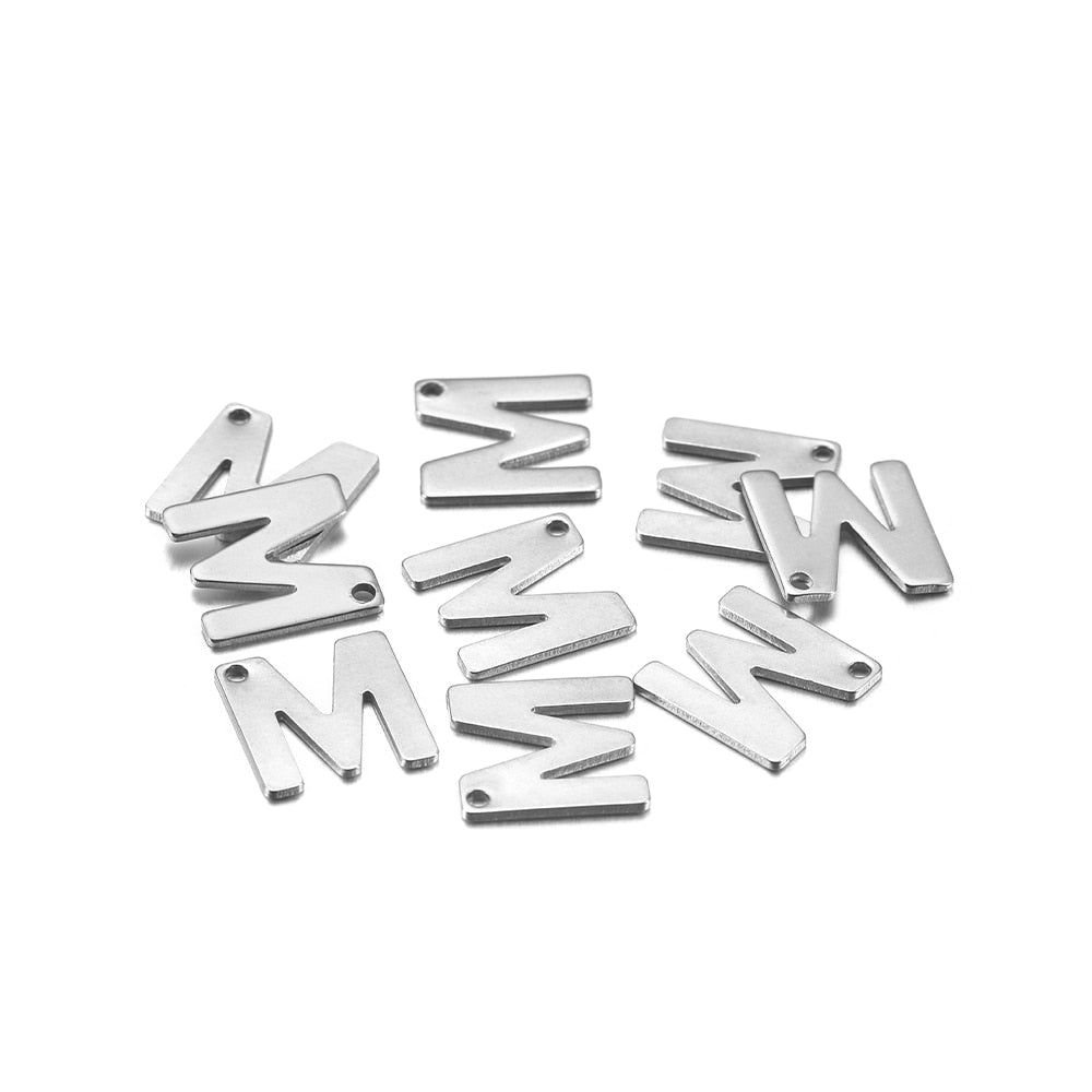Pendentif lettre alphabet AZ en acier inoxydable, 50 pièces