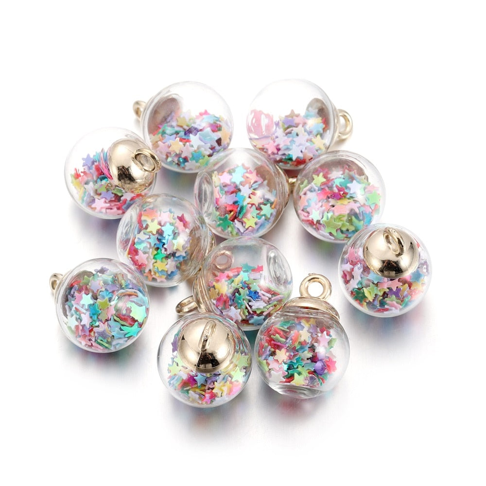 10pcs 16mm Transparent Glass Ball Star Beads