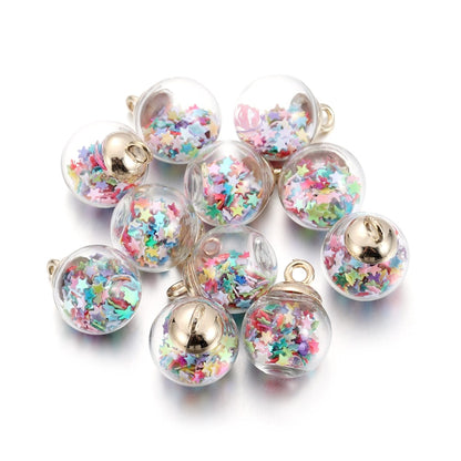 10pcs 16mm Transparent Glass Ball Star Beads