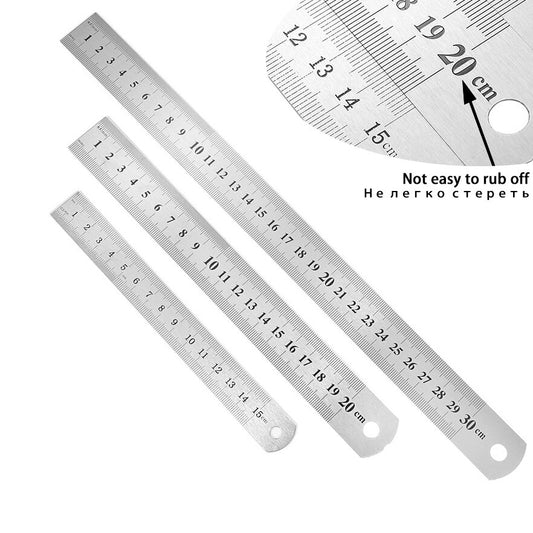 Precision Double-Sided Stainless Steel Measuring Ruler, 15/20/30cm, 1pcs