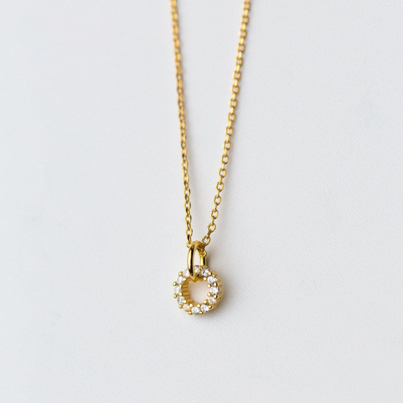 Double Round Clear CZ Necklace