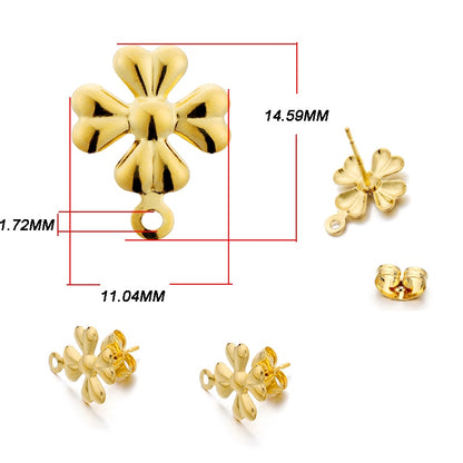 Stainless Steel Geometric Earring Stud Base, 10pcs