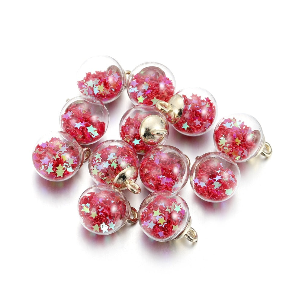 10pcs 16mm Transparent Glass Ball Star Beads