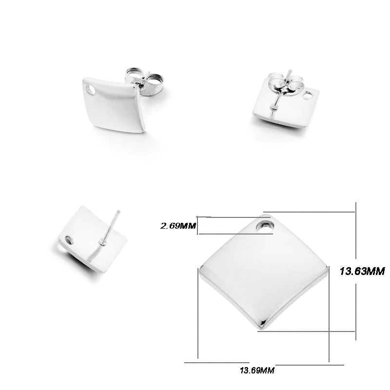 Stainless Steel Geometric Earring Stud Base, 10pcs
