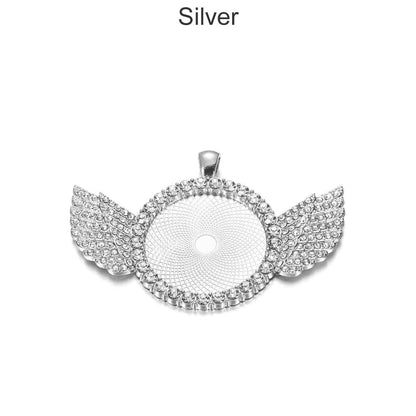 2 Stück 30 mm diamantbesetzter runder Cabochon-Sockel