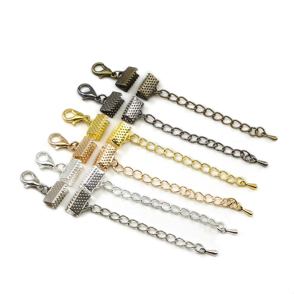 Ribbon Leather Cord End Clasps Set