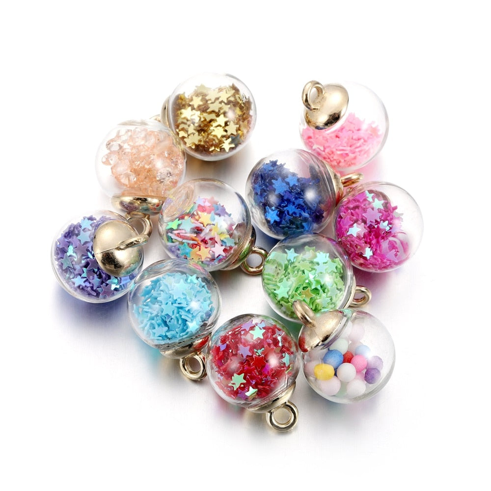 10pcs 16mm Transparent Glass Ball Star Beads