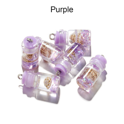 Conch Shell Ocean Drift Bottle Pendants, 10pcs