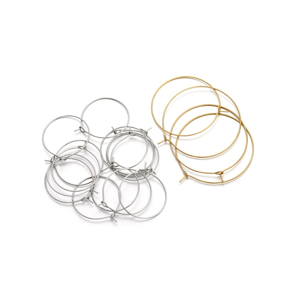Cerceaux métalliques grand cercle en acier inoxydable, 20 pièces