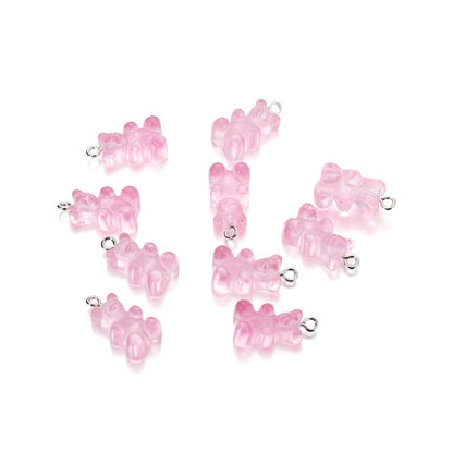Candy Color Resin Mini Bear Charms, 10pcs