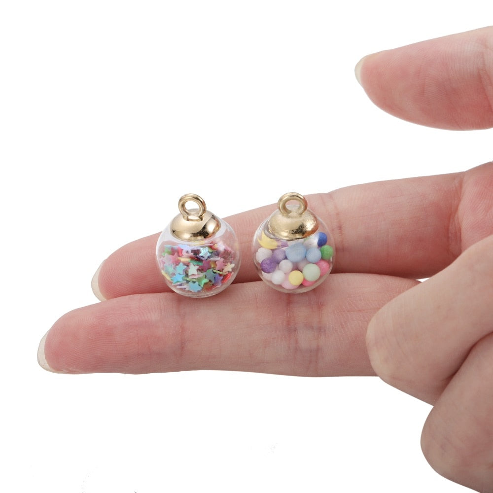 10pcs 16mm Transparent Glass Ball Star Beads