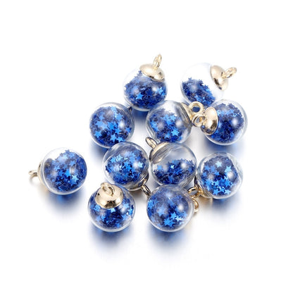 10pcs 16mm Transparent Glass Ball Star Beads