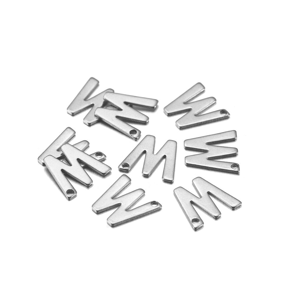 Pendentif lettre alphabet AZ en acier inoxydable, 50 pièces