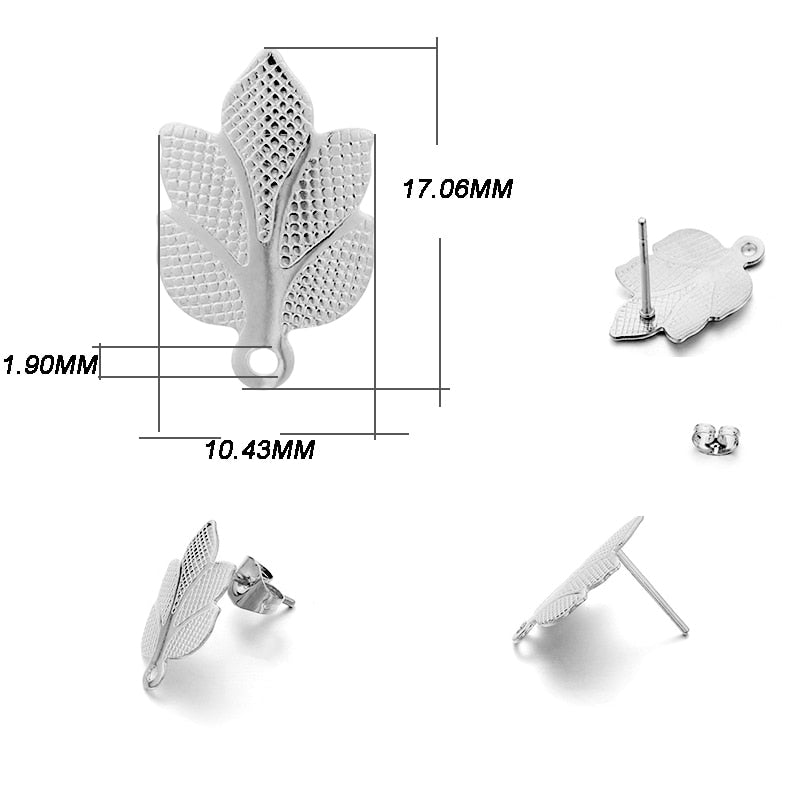 Stainless Steel Geometric Earring Stud Base, 10pcs