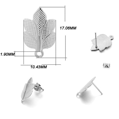 Stainless Steel Geometric Earring Stud Base, 10pcs