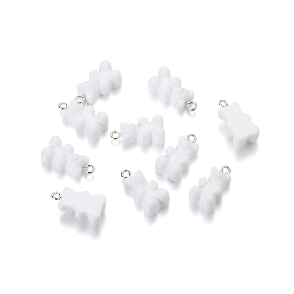 Candy Color Resin Mini Bear Charms, 10pcs