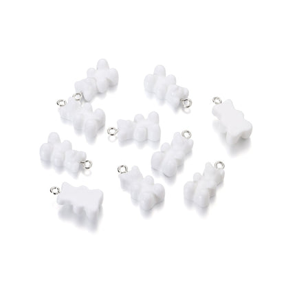 Candy Color Resin Mini Bear Charms, 10pcs