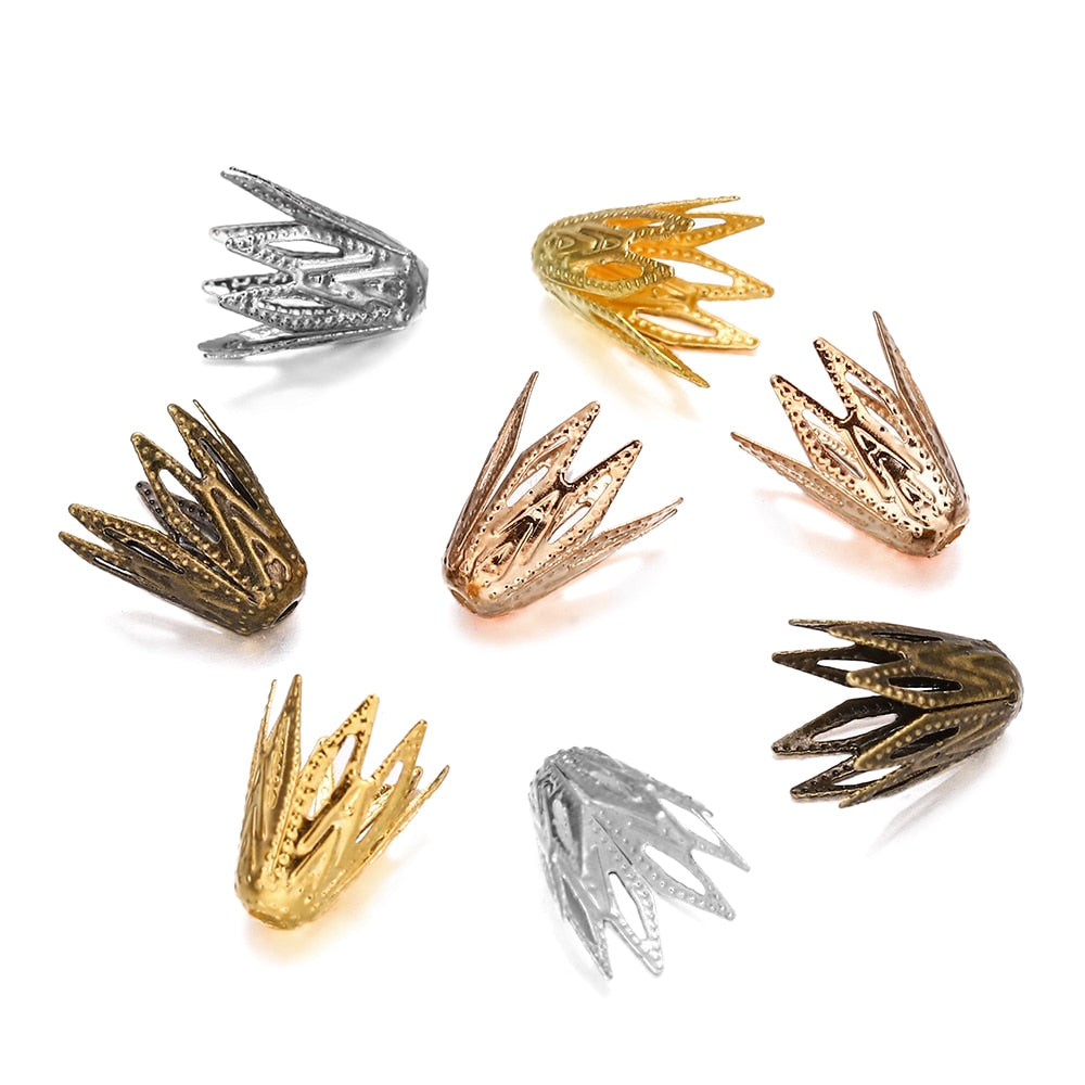 8x10mm Gold Filigree Cone Flower Bead Caps, 100pcs