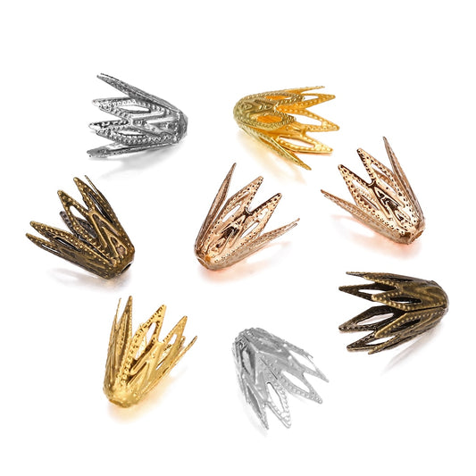 8x10mm Gold Filigree Cone Flower Bead Caps, 100pcs