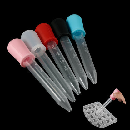 2-5pcs 5ml Clear Silicone Graduated Droppers for Crafts & Candy Molds