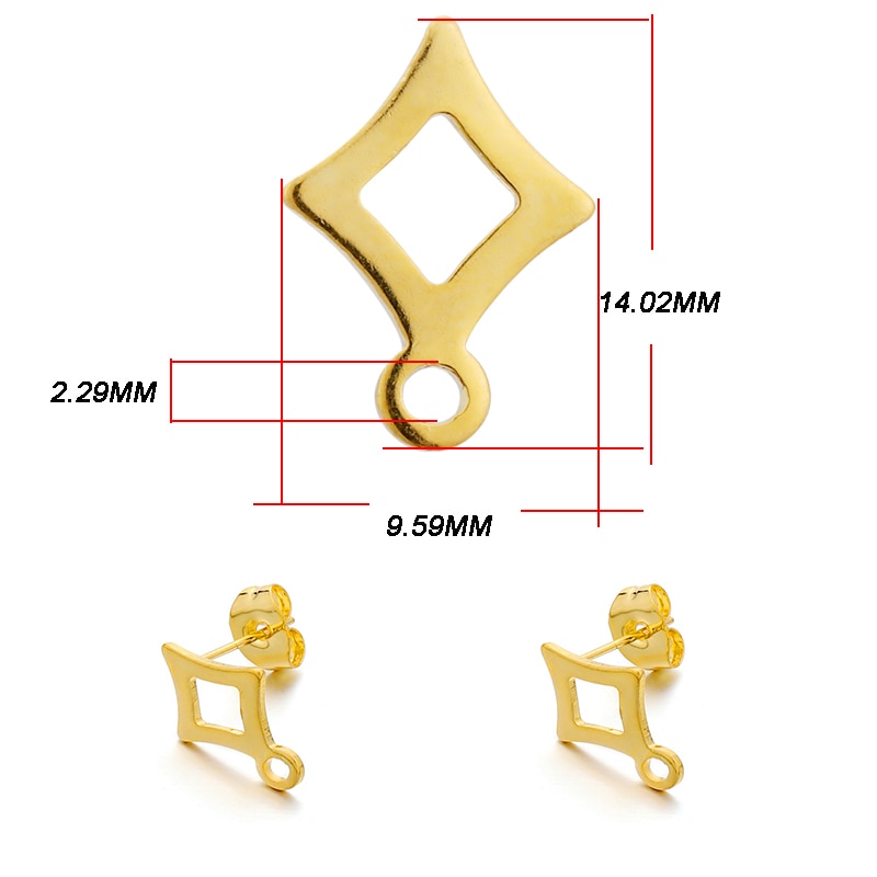 Stainless Steel Geometric Earring Stud Base, 10pcs