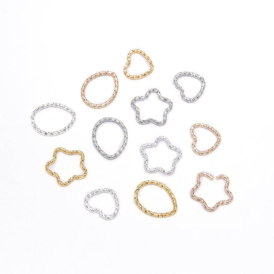 Gold Star 16.5mm Twisted Jump Rings, 50pcs