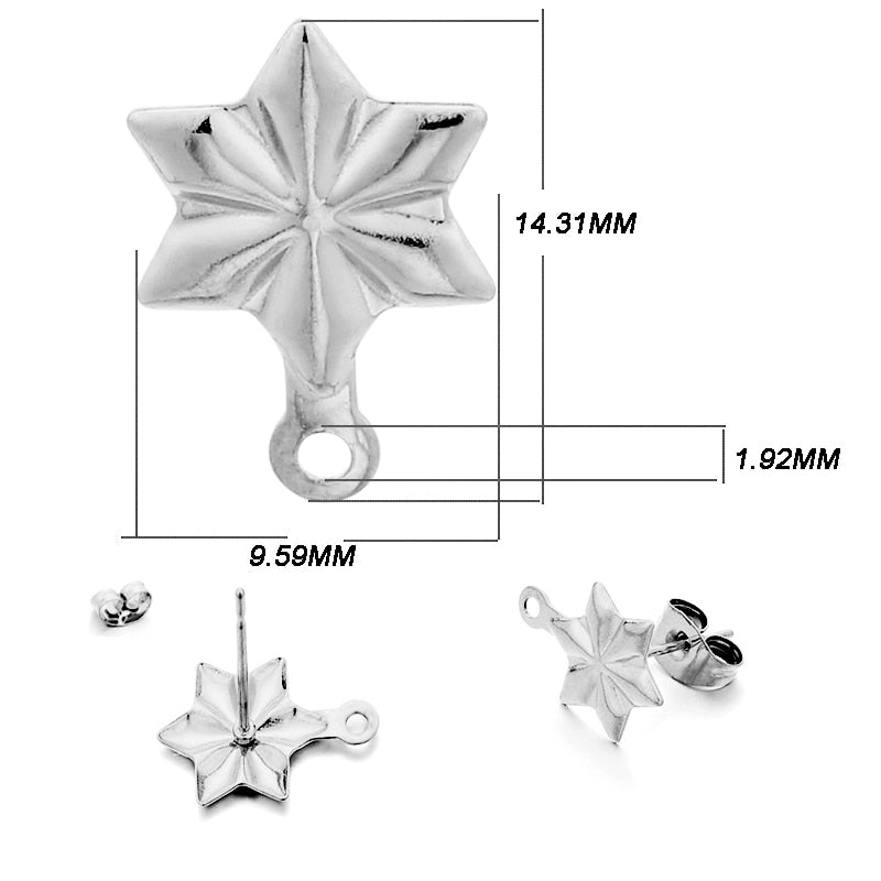 Stainless Steel Geometric Earring Stud Base, 10pcs