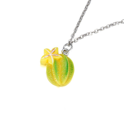 Mixed Fruits Resin Keychain Pendants, 10Pcs