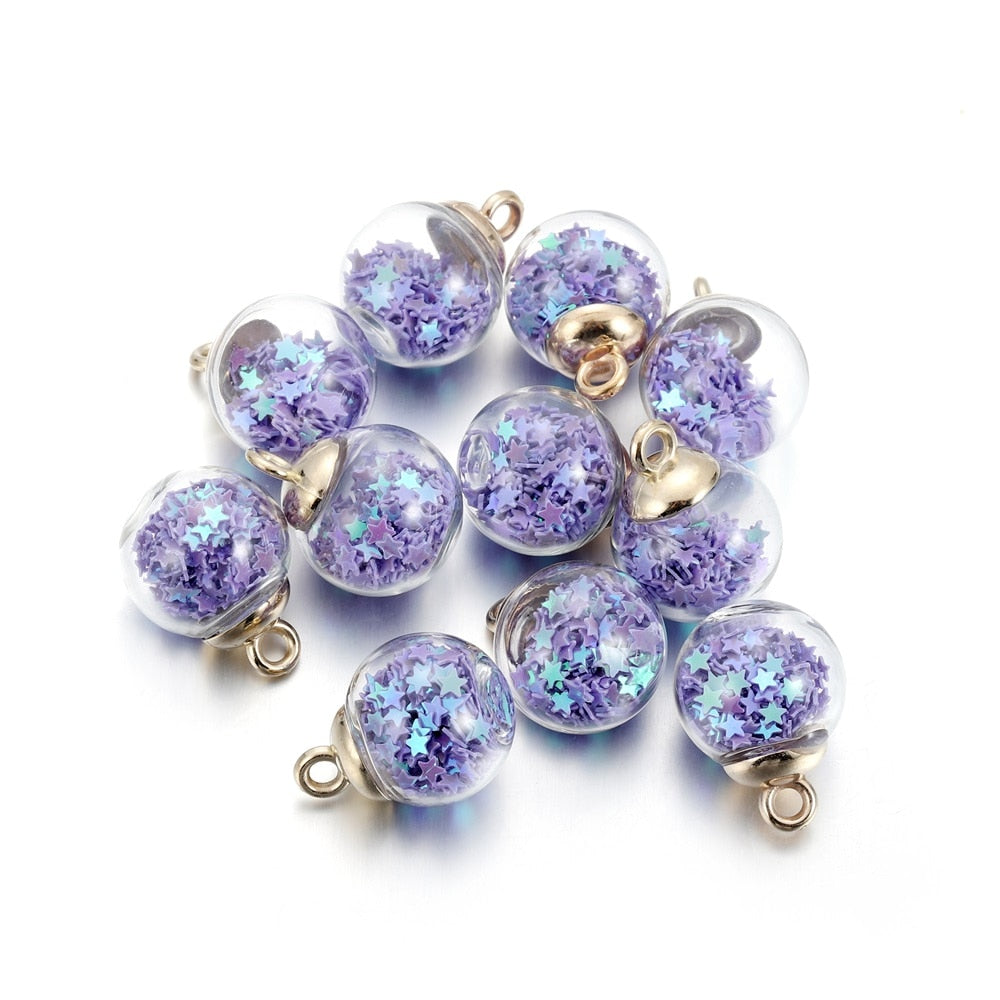 10pcs 16mm Transparent Glass Ball Star Beads