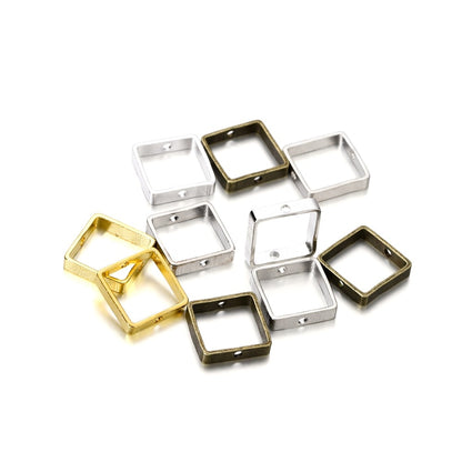 20Pcs 10mm Metal Geometric Double Hole Heart Pendants