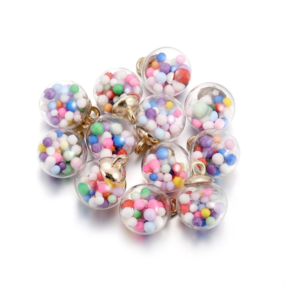 10pcs 16mm Transparent Glass Ball Star Beads