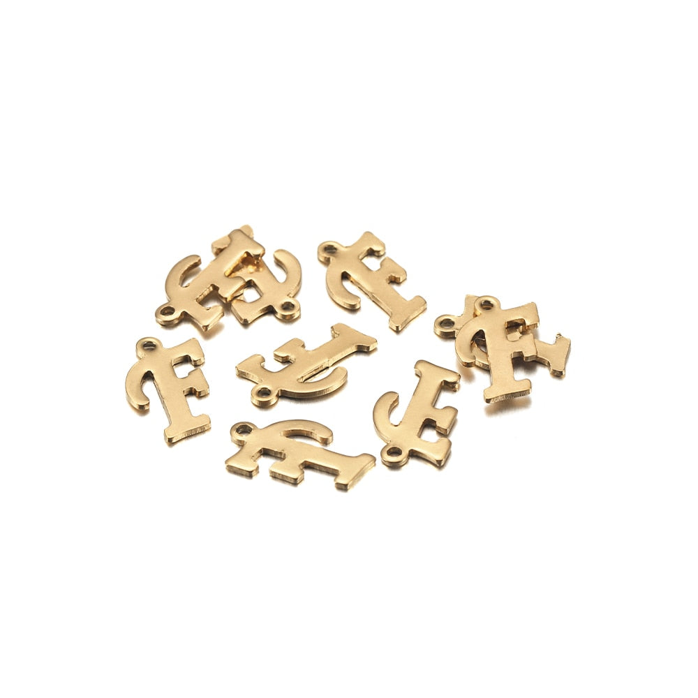 Pendentifs lettres de l'alphabet anglais en acier inoxydable, 26 pièces