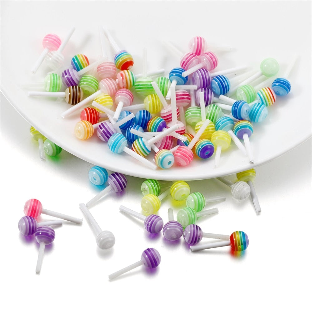 50 Stück Acryl-Lollipop-Charms in verschiedenen Farben