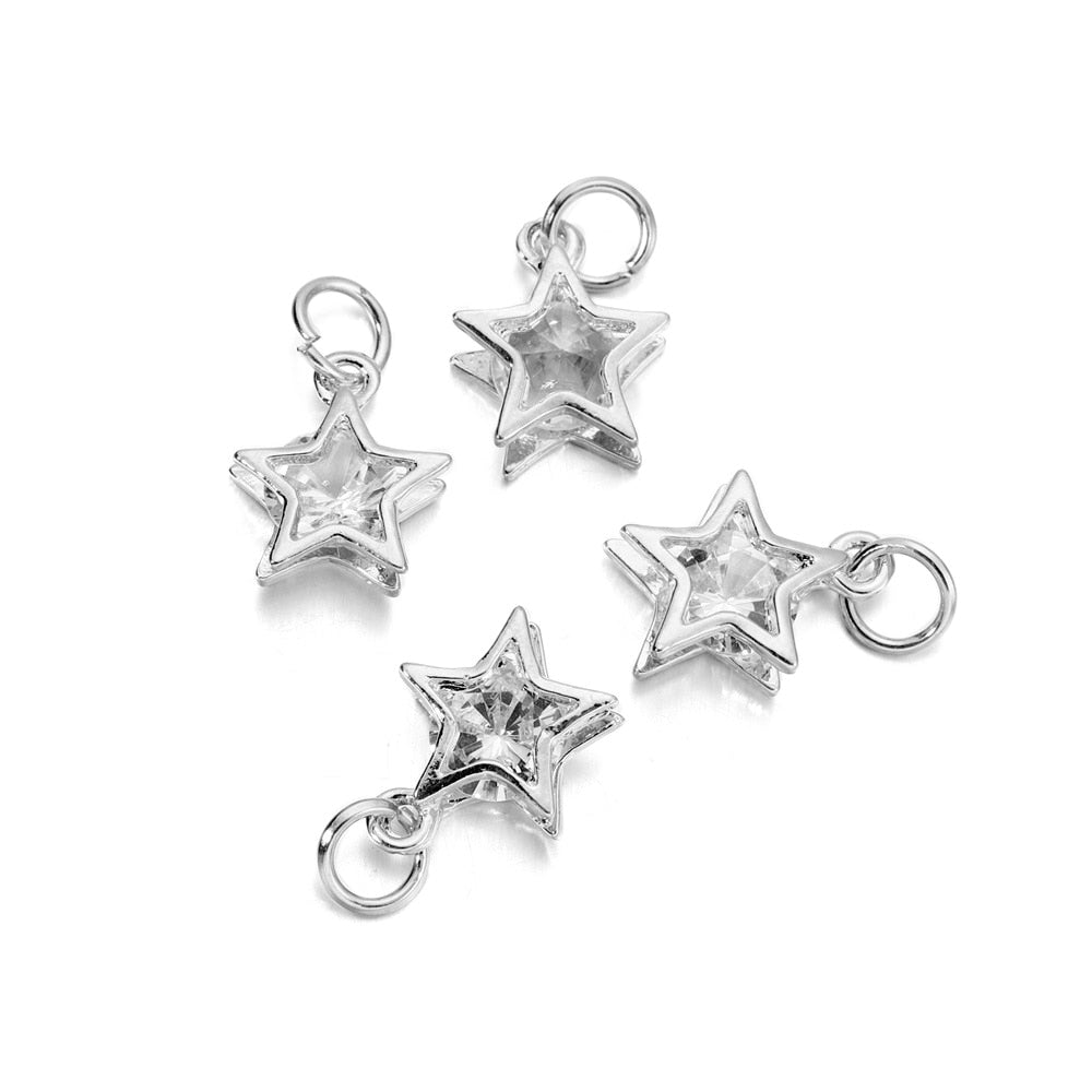 Rhinestone Hearts Charms, 10Pcs