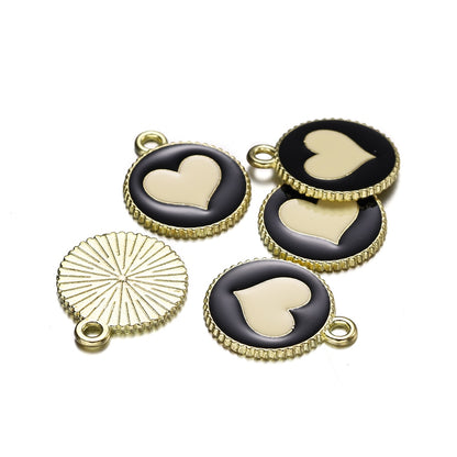 10 pendentifs ronds en alliage en forme de cœur et d'amour