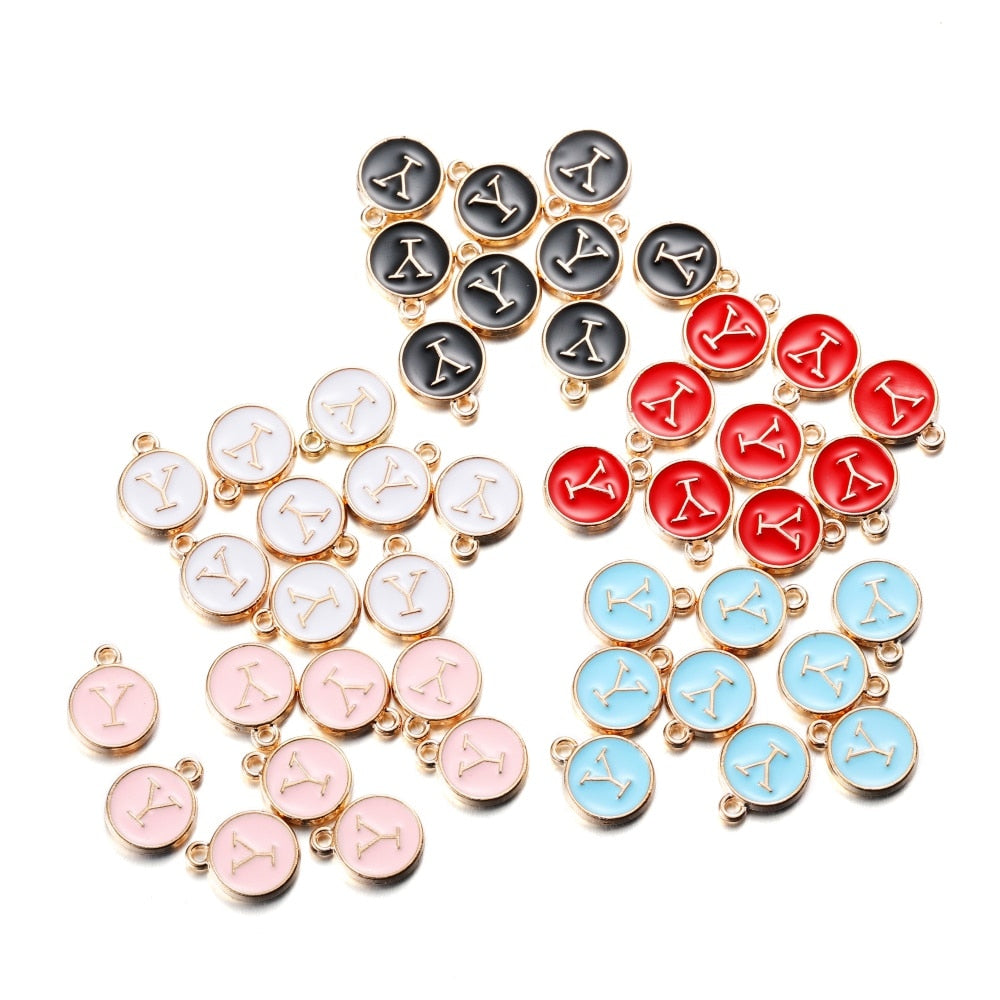 Pendentifs à breloques avec lettres de l'alphabet AZ, noir et blanc, 20 pièces