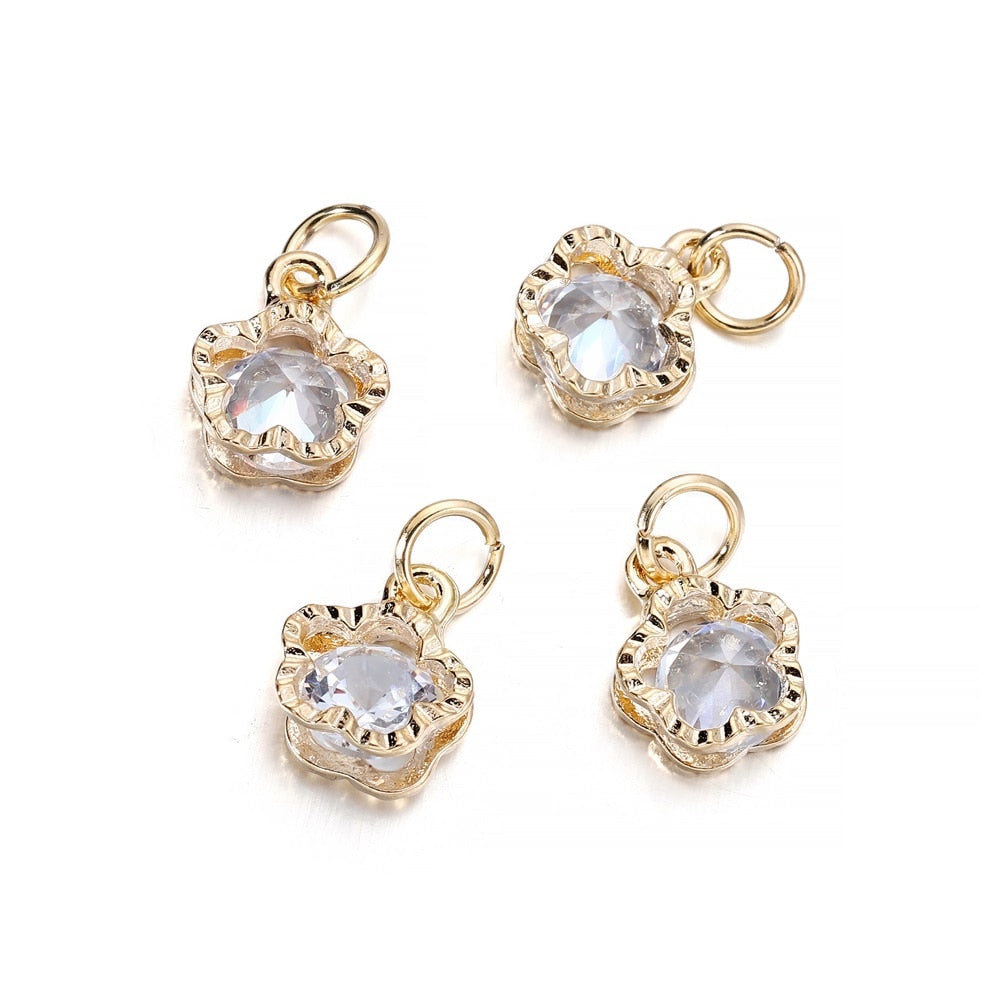 Rhinestone Hearts Charms, 10Pcs