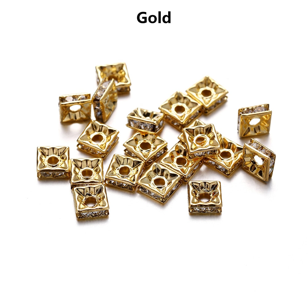 50Pcs AB Color Square Rhinestone Beads