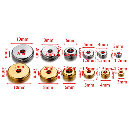 3-10 mm Stainless Steel Flat Round Spacer Beads, 20Pcs