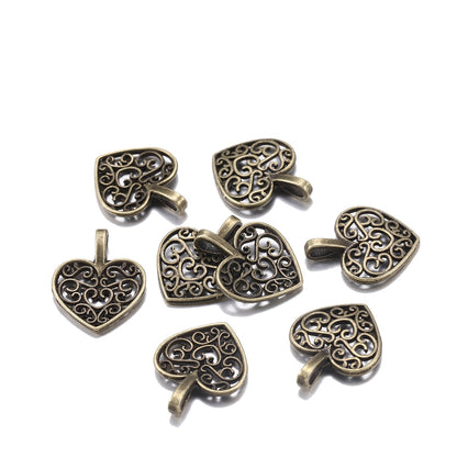 Tibetan Antique Heart Pendants, 30pcs