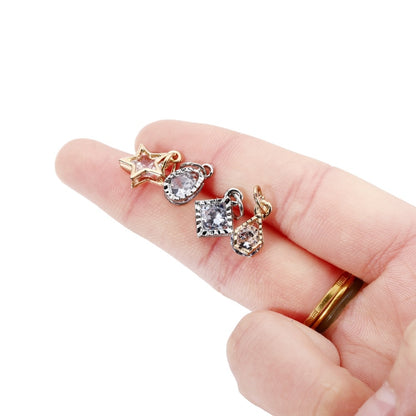 Rhinestone Hearts Charms, 10Pcs