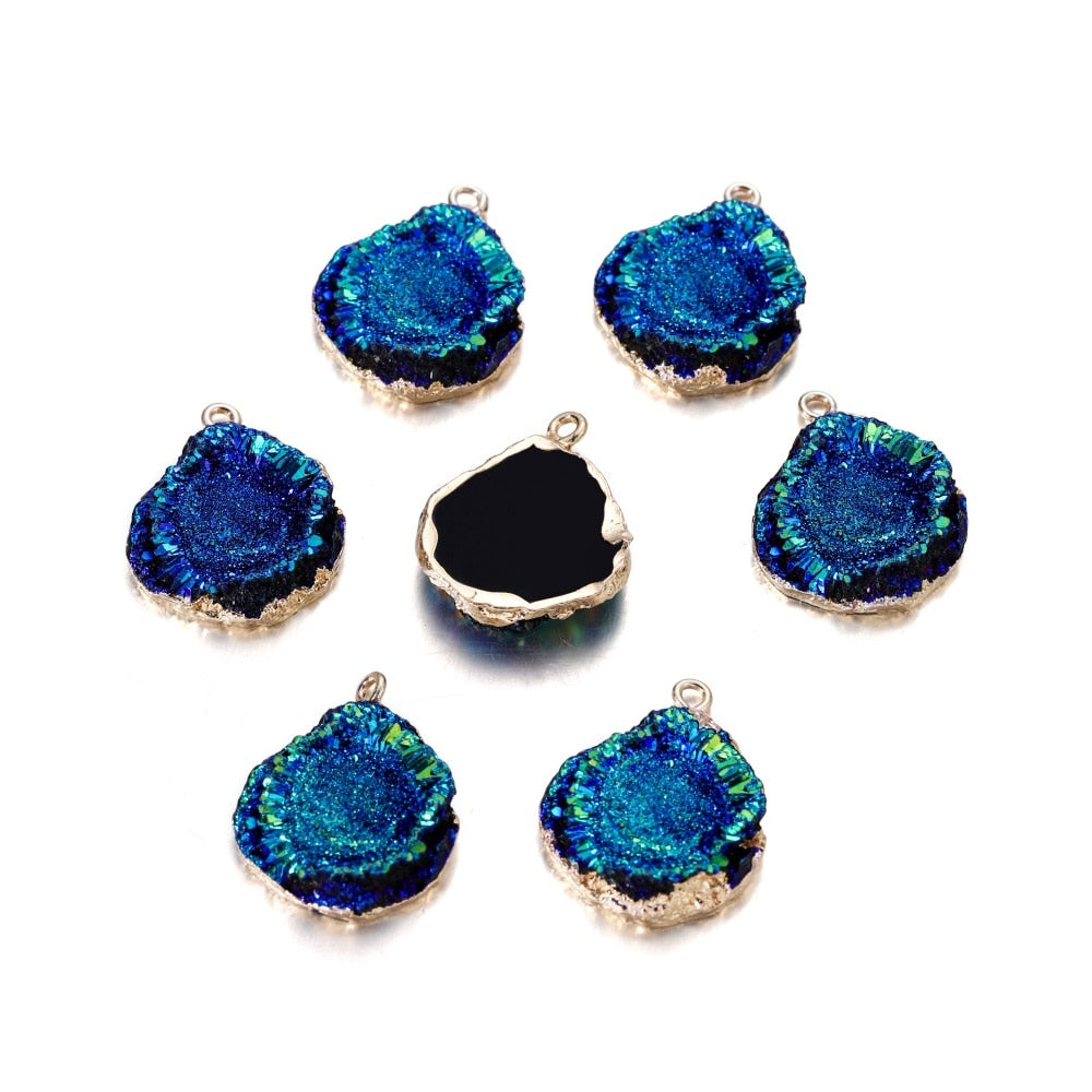 Pendentifs en résine et acier inoxydable, 5 pièces
