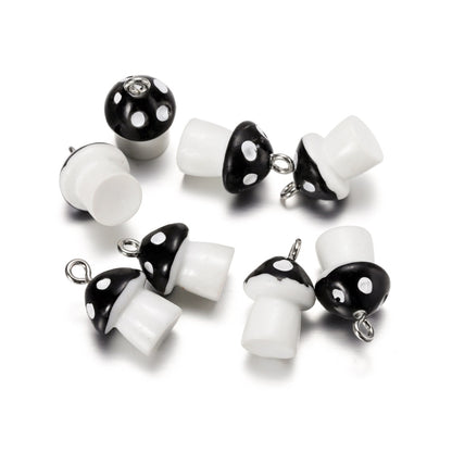 10Pcs 11x18mm Colorful Mushroom Resin Charms Pendants