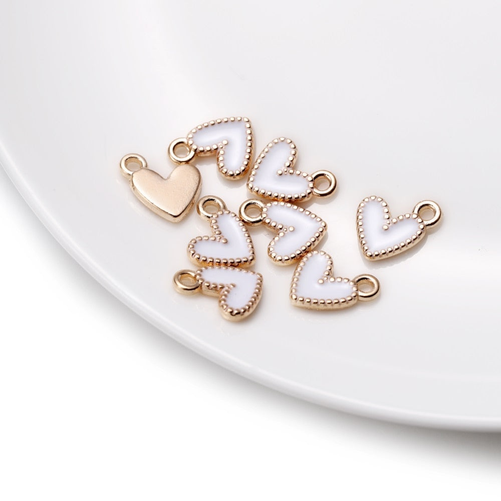 30Pcs 9x10mm Small Alloy Heart Charms Pendants