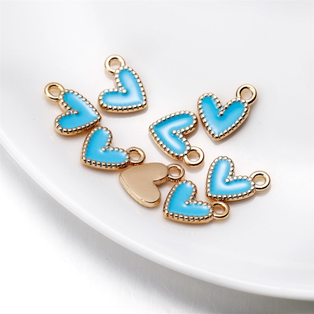 30Pcs 9x10mm Small Alloy Heart Charms Pendants