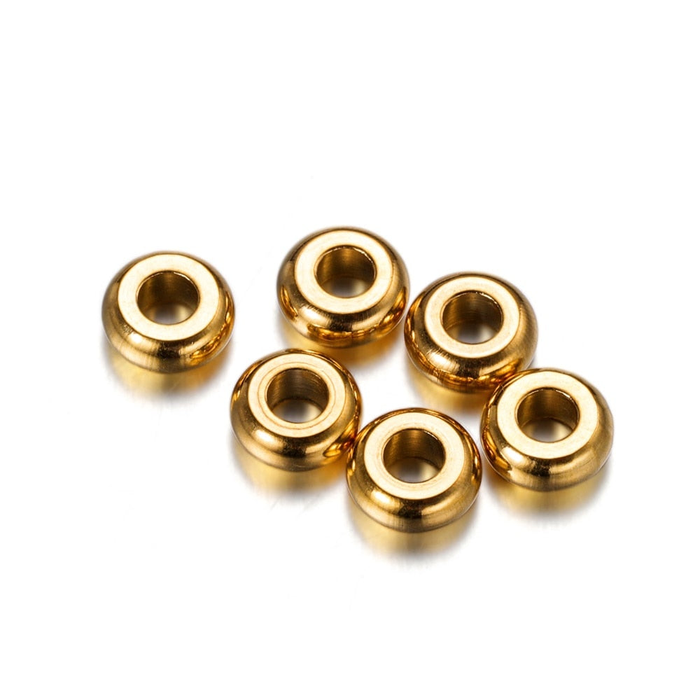 3-10 mm Stainless Steel Flat Round Spacer Beads, 20Pcs